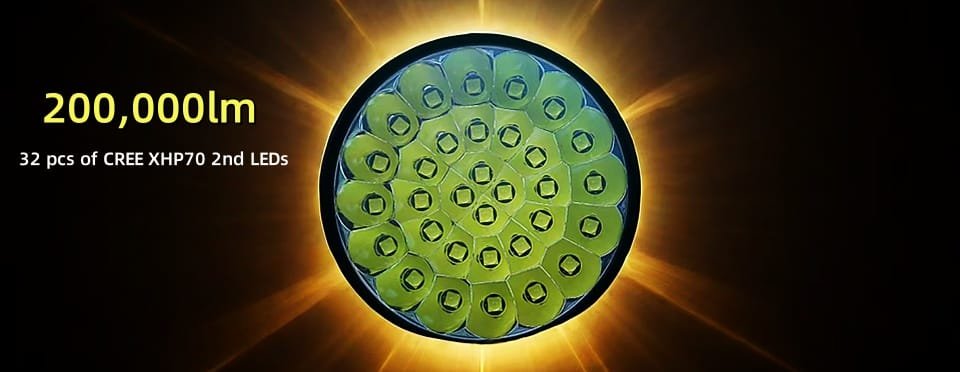 World's brightest flashlight, 200000 lumen flashlight